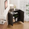 PexFix 31" x 31" Farmhouse Corner Cabinet Wooden Corner Storage Cabinet with Adjustable Shelves for Home Corners Living Room Bathroom Bedroom Black - 3 of 4