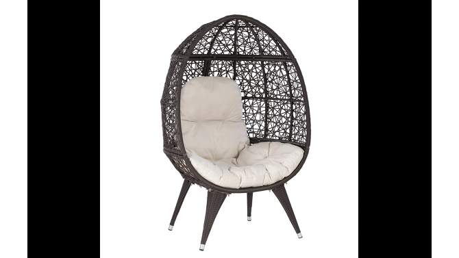 Davis Boho Indoor Outdoor All Weather Wicker Egg Chair with Cushion Brown/Beige - Linon, 2 of 14, play video