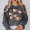 Simply Sage Market Women's Garment Dyed Graphic Sweatshirt Pink Daises - 2 of 2