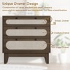 3 Drawer Wood Dresser with Rattan Accents, Nightstand Bedside Table for Bedroom, Living Room, or Entryway - 3 of 4