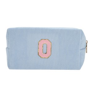 Unique Bargains Corduroy Rectangular Letter Makeup Bag Sky Blue 1 Pc - 1 of 4