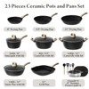 Aoibox 23-Piece Non-Stick Ceramic Cookware Set with Frying Pans, Healthy & Non-Toxic, Induction Compatible, PFAS/PTFE/PFOA Free, Black - 2 of 4