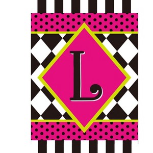Briarwood Lane Everyday Garden Flag 12x18 For Outdoor Neon Checkerboard Monogram - L Garden Flag Flags For Outside - 1 of 4