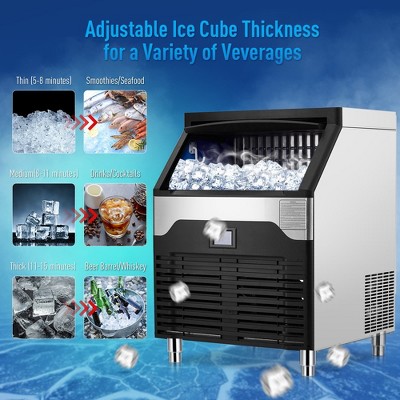 Commercial Ice Maker Machine, 200LBS/24H Stainless Steel ice Maker Machine 120L Ice Storage Capacity, Self Cleaning,