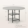 47" Round Wood Dining Table for 4-6 People with 3-Tier Storage Shelves & Roman Metal Legs Modern Kitchen Table for Dining Room, Living Room - 2 of 4