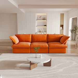 123.9" Cloud Modular Sectional Sofa, Modern Comfy Couch Filled with Down,Wide Deep Seat Couches for Living Room Apartment Lounge Bedroom - 1 of 4