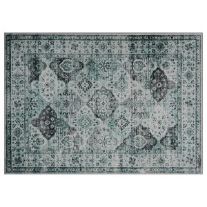 COZONY Vintage Floral Print Mat Rug Carpet, Machine Washable Non-Slip Low Pile Floor Covering for Living Room Bedroom - 1 of 4