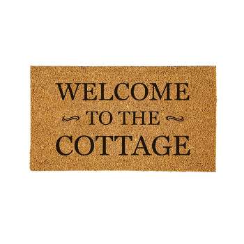 Evergreen 16 x 28 Inches Welcome to The Cottage Door Mat | Non-Slip Rubber Backing | Dirt catching Natural Coir | Indoor and Outdoor Home Decor