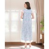 ADR 100% Cotton Nightgown for Women, Short Sleeve Button Up Long Vintage Night Dress Gown with Lace Trim - 3 of 4