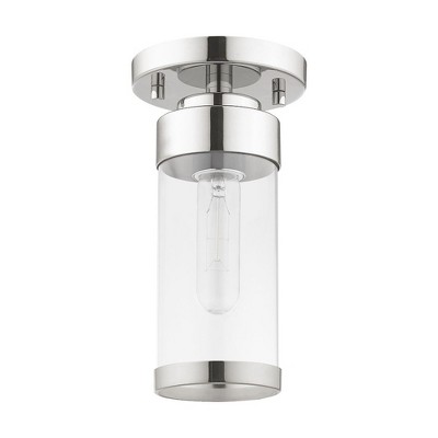 Polished Chrome Clear Glass 1-Light Flush Mount