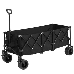 YONWAY Extra Long 300L Wagon Cart Collapsible,220LB Weight Capacity with Big All-Terrain Wheels, Utility Carts for Groceries,Shopping,Camping - 1 of 4