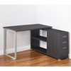 47" White and Silver L Shape Computer Desk With Three Drawers - 2 of 4