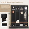 ORRD 59" Farmhouse Hall Tree Bench with 8 Hooks & Storage, 3-in-1 Entryway Organizer for Mudroom, Shoe Rack, Rustic Style，Black - 3 of 4