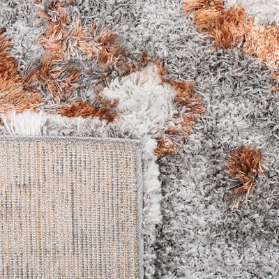 Horizon Grey and Rust Abstract Shag Square Rug