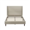 Kumasinova Upholstered Queen/King Bed Frame,Linen Fabric Platform Bed Frame with High Headboard,Bed Frame Queen/King Size with 12 Wood Slats - 3 of 4