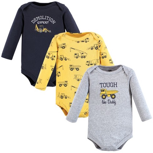 Hudson Baby Infant Boy Cotton Long-sleeve Bodysuits, Construction