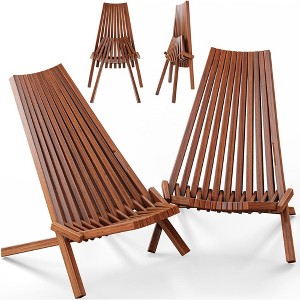 Melino Wooden Folding Tamarack Chair Low Profile Outdoor Lounge