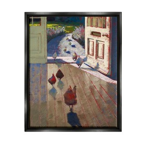 Stupell Chickens Strolling into Farmhouse Framed Canvas - 1 of 4