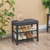 Shoe Bench, Storage Bench, Entryway Bench with Cushion, Shoe Shelf with Seat, Storage Organizer with Foam Padded Seat Linen - 3 of 4