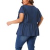 Agnes Orinda Women's Plus Size V Neck Ruffle Sleeve Pleated Peplum Blouses - 4 of 4