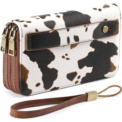 BEAFUP Wallet for Women,Clutch RFID Blocking with Wristlet and Grip Hand Strap,Funny Leather Print Purse Large Capacity Credit Card Holder