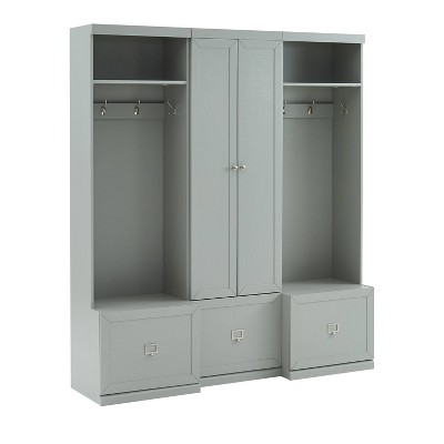 Gray 3-Piece Hall Tree Entryway Set with Storage