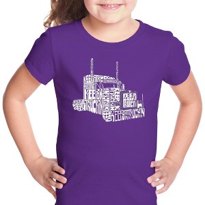 LA Pop Art Girl's Word Art T-shirt - KEEP ON TRUCKIN' - 1 of 4