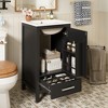 Vynxaria 18-Inch Bathroom Vanity - Ceramic Sink, Soft-Close Drawer/Door, Divider Drawer, Door Organizer, Black - 4 of 4