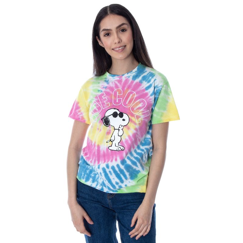 Peanuts Womens' Joe Cool Snoopy Tie-Dye Skimmer T-Shirt Adult, 1 of 6