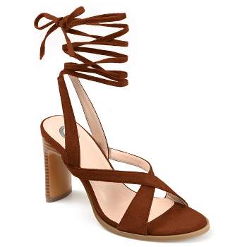 Journee Collection Womens Adalee Ankle Wrap Stacked Heel Sandals