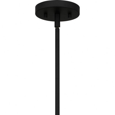 Matte Black Glass Drum Pendant Light with Amber Shade