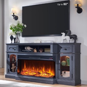 SinCiDo Farmhouse 70" Fireplace TV Stand, for 80" TV, Entertainment Center w/ Fireplace, Remote Control, 3 Types 3D Flames, Storage Cabinet & 2 Drawer - 1 of 4