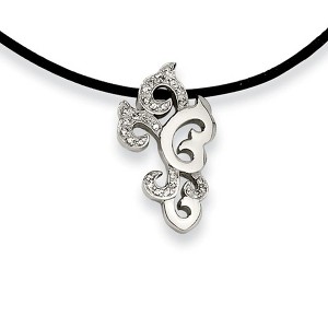 Black Bow Jewelry Women's Stainless Steel Swirl Necklace with Cubic Zirconia - 1 of 3