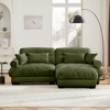 Dexmalle Over Size Modern Velvet Two-seater Sofa with Ottoman,Olive Green - 4 of 4