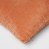 Oversize Washed Cotton Velvet Lumbar Throw Pillow Terracotta Pink - Threshold™: Indoor Decorative Cushion, 20x14", Hidden Zipper - 4 of 4