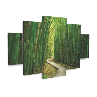 Dennis Frates Bamboo Path Green Canvas 5-Piece Wall Art Set