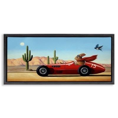 Stupell Industries Race Car Bunny Driving Desert Canyon, 25" x 11"