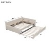 Upholstered Bed Frame with Trundle, Linen Fabric Wood Platform Bed with USB Charging Port - Baofuwish - 4 of 4