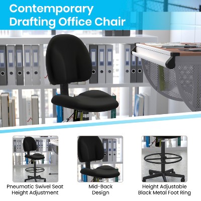 Black Adjustable Fabric Drafting Chair with Swivel