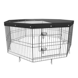 Munora 8-Panel Foldable Dog Playpen - 24" High Metal Pet Exercise Pen with Top Cover for Small/Medium Dogs, Indoor & Outdoor Use - 1 of 4