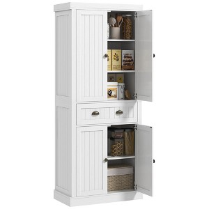 72"H Freestanding Farmhouse Kitchen Pantry Cabinet with Soft-Close Doors, Adjustable Shelves, Drawer and Anti-Tipping Safety for Home - 1 of 4
