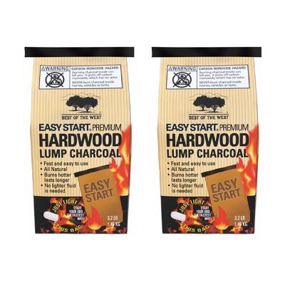 Easy Start Bag Light All Natural Hardwood Lump Charcoal for Barbecue Grilling, 3.2 Pound Bag (2 Pack)