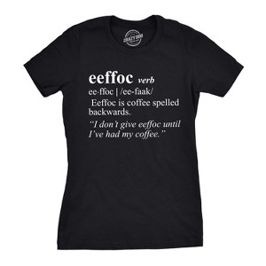Womens Eeffoc T Shirt Funny Coffee Spelled Backwards Tee - Crazy Dog Women's T Shirt - 1 of 4