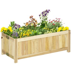 Outsunny 28'' x 12'' Foldable Raised Garden Bed, Wooden Planter Box,  Herb Garden Planter for Backyard, Patio to Grow Vegetables, Herbs, and Flowers - 1 of 4