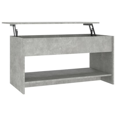 vidaXL Modern Coffee Table with Storage - Engineered Wood - Concrete Gray Finish - Rectangular Shape - Home Furniture - 40.2"x19.7"x20.7" Dimensions