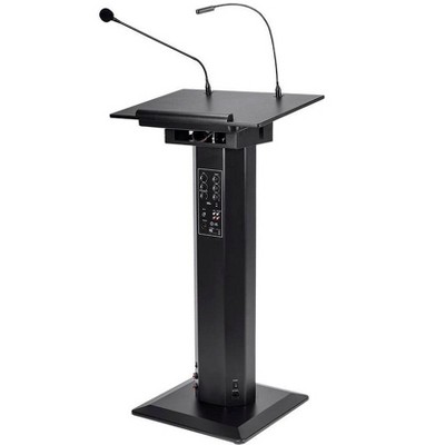 Monoprice Commercial Audio 60W Powered Podium Lectern with Built-in Speakers and Gooseneck Microphone (No Logo)