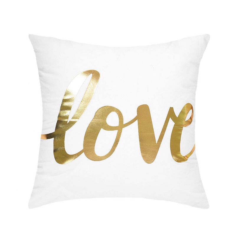 PiccoCasa Letter Printed Bronzing Throw Pillow Cover 1 Pc, 1 of 9