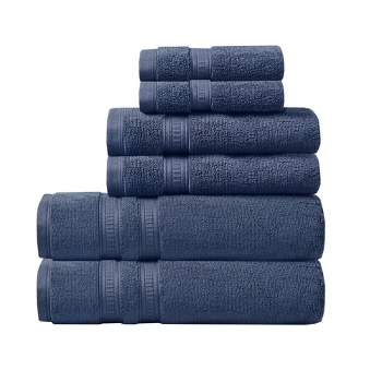 6pc Plume Cotton Feather Touch Antimicrobial Towel Set Navy - Beautyrest