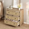 3 Drawer Rattan Dresser for Bedroom, Tall Freestanding Boho Chest of Drawers, Wood Storage Cabinet for Nursery, Living Room, or Closet - 4 of 4