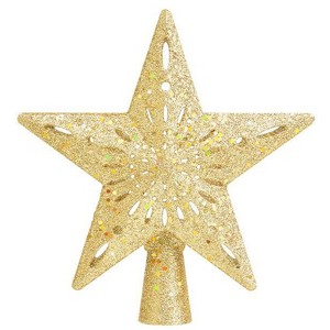 Aoibox Christmas Tree Topper Lighted 6 LED Projection Modes 3D Gold Star Rotating Projector 10 x 10 x 2 in 1 Piece with 3m Cord - 1 of 4